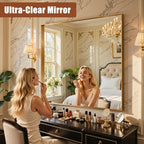 55"x30" Gold Framed Bathroom Mirror, Large Rectangular Vanity Mirror, Aluminum Metal Frame, Wall Farmhouse Modern Wall-Mounted Mirrors for Bathroom, Bedroom, Living Room, Over Sink