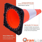 6 Pack 18" Inch Orange PVC Traffic Cones with Heavy-Duty Base, High-Visibility All-Weather Safety Cones for Road Construction, Parking Lot, and Garage Use (6, Orange, 18" Medium)