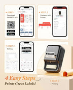 NIIMBOT B21 Label Maker, Thermal Label Printer, Portable Inkless Label Makers for Home/Office/Business, with 1 Pack 50x30mm White Label, Compatible with iOS & Android (Black)