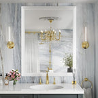 Amorho Bathroom Mirror, 28x36 Inch White Thick Metal Framed Wall Mirrors for Over Sink, Bedroom, Living Room, Entryway, Rectangle Wall-Mounted Mirrors(Horizontal/Vertical).
