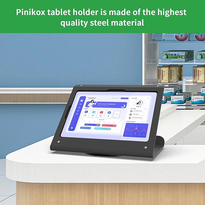 Retail Kiosk Tablet Stand Compatible with iPad 10 gen 10.9 inch, air 4 5 10.9", 11"(A16), Pro 11" 1st 2nd 3rd 4th gen., Air 11", Business POS Tablet Stand, 360° Swivel Base, Black
