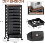 Rolling Cart with Drawers,10 Drawer Rolling Cart,Rolling storage cart with drawers,Black Rolling Drawer Cart,Teacher Rolling Cart for Classroom Storage,Craft Cart with Wooden Tabletop