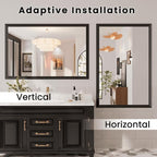 Amorho Bathroom Mirror Black, 50x36 Inch Thick Metal Framed Wall Mirrors, Suitable or Bedroom, Living Room, Entryway, Rectangle Wall-Mounted Mirrors(Horizontal/Vertical).