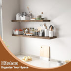 12 Inch Deep Floating Shelves for Wall 3 Pack Floating Shelfs Large Storage Space Wall Decor Display Shelf for Bathroom Living Room Bedroom Kitchen 40" W x 12" D x 1.2" H Rustic Brown