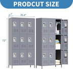 9 Doors Locker Storage Cabinet, Metal Lockers for Office, School, Gym, Home, 72" Tall, Require Assembly (Grey)