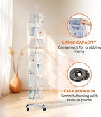 TONGMO 7-Tier Greeting Card Display Rack: 28-Pocket Rotating Countertop Stand for Postcards, Brochures, and Greeting Cards (White, 68.9”H)