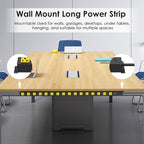 JUNNUJ Long Metal 16 Outlet Power Strip,Wide Spaced Garage Industrial Heavy Duty Power Strip,Surge Protection 4800J,Wall Mount Screws Outlet with Switch 5-15P High Amp 6-20R T-Slot (Yellow, 6FT)