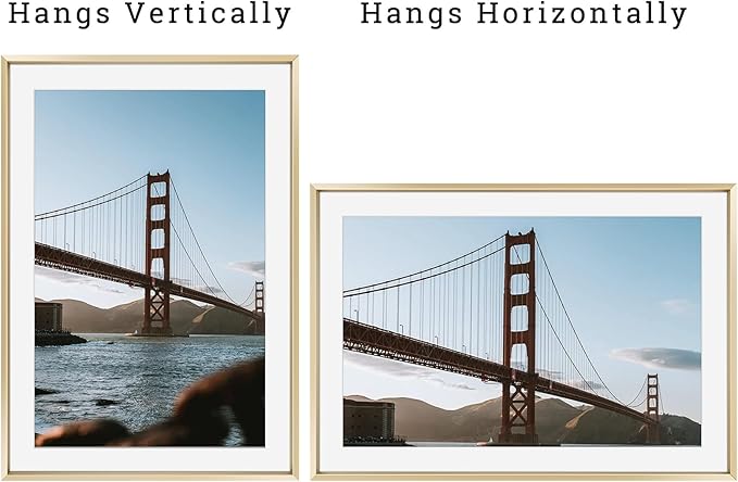 Frametory, 13x19 Metal Picture Frame with Mat for 11x17 Picture & Real Glass, Aluminum Photo Frame Collection (Gold, 2 Pack)