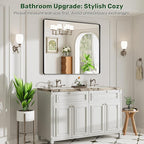 44X36 Black Bathroom Mirror for Over Sink, Metal Framed Vanity Mirror Wall Mounted, Rectangle Mirror for Bedroom Living Room Restroom Entryway, Anti-Rust, HD Tempered Glass