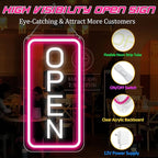 inShareplus 22.8"x 11.8" Open Signs for Business, Super Bright Sign Open, Neon Open Sign with ON/OFF Switch adapter, Electric Light up Sign for Stores, Restaurants Window (Pink&White Vertical)