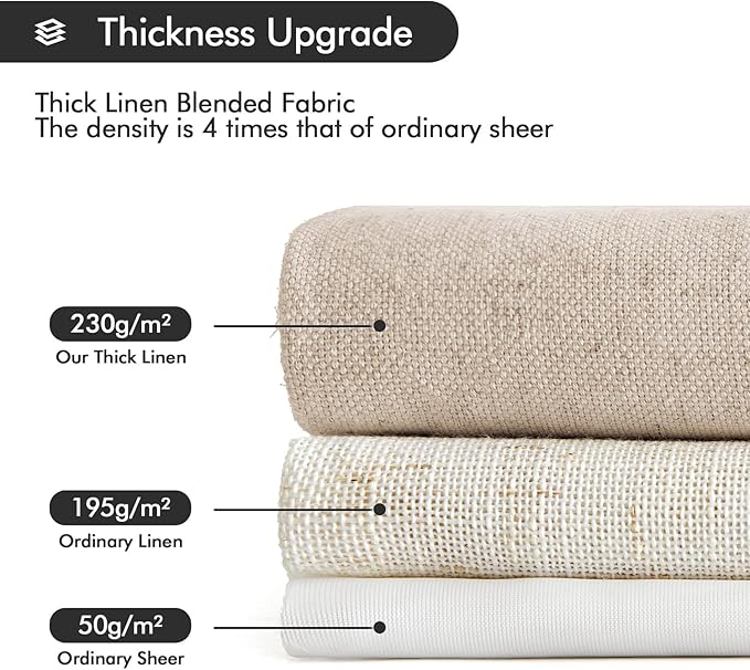 MIULEE Non-See-Through Privacy Linen Curtains 2 Panels, Light Filtering Window Curtains Farnhouse Textured Back Tab Semi Sheer Drapes for Bedroom Living Room, 52 x 90 Inches Long, Beige
