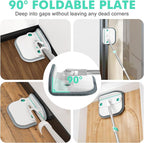 Upgraded Spin Mop and Bucket System Set, Self Separate Clean and Dirty Water, Foldable Square Standing Mop Head with Microfiber Mop Pads, Detachable Bucket (White+Blue, Mop Set with 6PC Pads)
