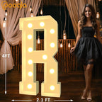 Pooqla 4 FT Light Up Marquee Letters, Giant Mosaic Letter Cool White and Warm White LED, Large Lighted Alphabet Lights for Balloons Birthday Party Anniversary Wedding Decorations, Letter R