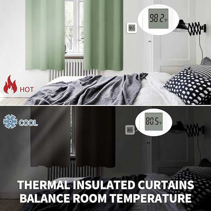 BGment Grass Green Black Out Curtains 63 Inch Long for Bedroom - Spring Style Room Decor Thermal Insulated Grommet Minimalist Window Treatments Drapes, 2 Panels, 42 x 63 Inch
