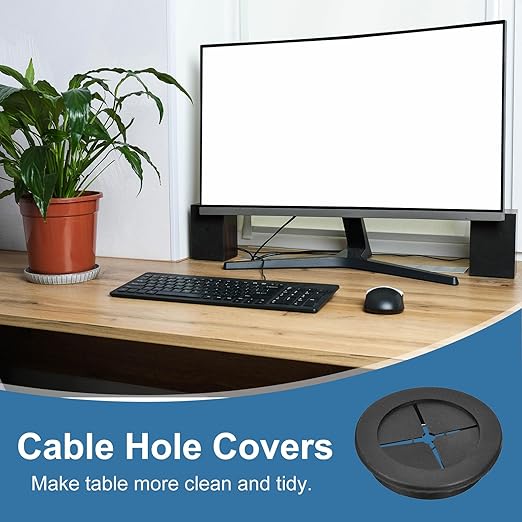 uxcell 2Pcs Cable Cord Grommet, 2"(50mm) Rubber Desk Grommets Wire Pass Through Hole Cover with Marked Cable Ties for Home Office Cable Wire Protection, Black