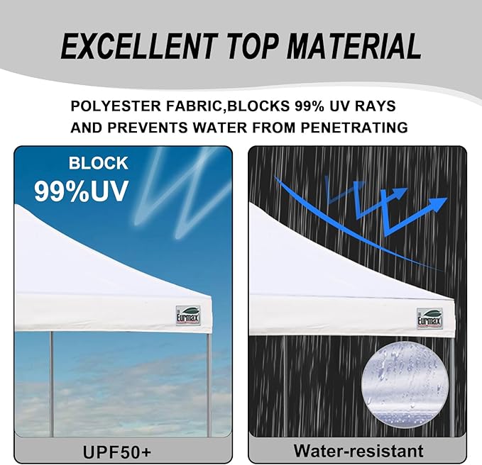 Eurmax USA Standard 10x10ft Patio Pop Up Canopy Tent for Outdoor Events Commercial Instant Canopies with Heavy Duty Roller Bag,Bonus 4 Canopy Sand Bags (Red)
