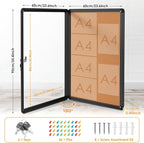 Enclosed Bulletin Board Cork Board 36x24 in, Lockable Wall Display Case for Office School Home Commercial, Tamperproof and Shatter Resistant, Black Aluminum Frame