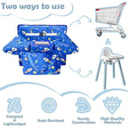 Shopping Cart Cover for Baby Girl Boy 2-in-1 High Chair Water Resistant High Chair Cover Blue Space Rocket Gender Neutral Cart Cover for Babies Padded Grocery Cart Cover for Baby