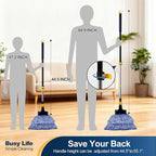 Yocada Looped-End String Wet Mop Heavy Duty Cotton Mop Commercial Industrial Grade Telescopic Iron Pole Jaw Clamp Floor Cleaning 55.1 inch