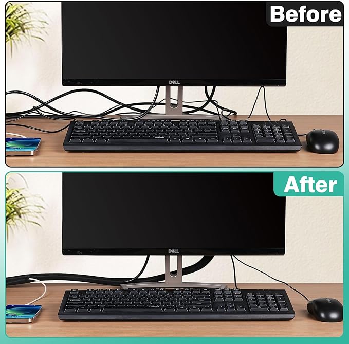 Dog Cat Cord Protector 10ft - 1/2inch, Flexible Cable Sleeve for Easy Cord Management, Protects Cables from Pets Chewing, Ideal for USB, Power, Audio and Video Cords - Black