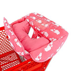 Love&go Soft Pillow Attached 2-in-1 Shopping Cart and High Chair Cover for Baby, Cotton Padded Cart Cover, Fold'n Roll Style, Portable with Carry Bag (Pink Elephant)