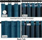 MIULEE Velvet Curtains 108 Inch Length 2 Panels Set for Bedroom, Pinch Pleat Back Tab Luxury Thermal Insulated Living Room Darkening Pleated Blackout Extra Long Window Curtain with Hooks, Peacock Blue