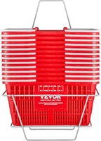 VEVOR 12 PCS Red Plastic Grocery Basket, 16.5 x 11.8 x 8.27 inch Rectangular, 21L Capacity, Modern Style, No Lid, PE Material, Ideal for Supermarket, Shopping Center, Convenience Store
