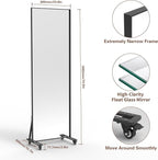 ANYHI Full Length Mirror with Wheels, 360° Swivel Full Body Rolling Mirror, 23.6"*74.5" Sturdy Standing Floor Mirror for Home Gym, Bedroom, Yoga & Dance Studio