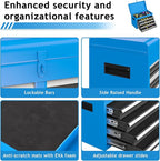 5-Drawer Rolling Metal Tool Storage Cabinet with Detachable Top Tool Box, for Garage Workshop - Blue