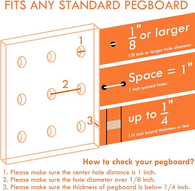G.CORE 9 Pack Pegboard Cups with Hooks, Peg Board Hooks Assortment Organizer Accessory, Various Tools Storage Arrange System Kit, for Garage Craft Workshop Workbench Hobby Office