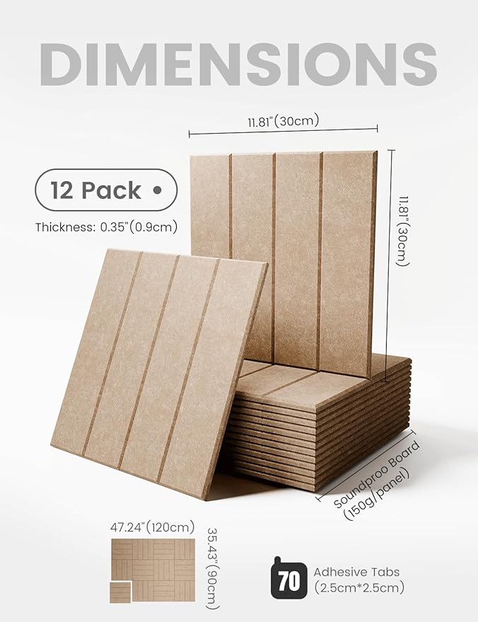 Large Felt Bulletin Board 48" x 36" Cork Board Alternative-12 Pack with 70 Safe Removable Adhesive Tabs, Cork Boards for Walls Felt Board for Home Office Classroom Pin Board-Taupe