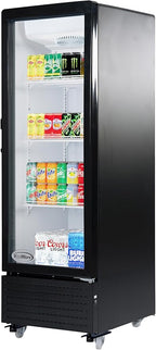 KoolMore 21 in. One Glass Door Commercial Display Merchandiser Refrigerator Cooler in Black, ETL Listed, 8 cu. ft. (KM-MDR-1GD-8C)