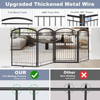 Full Metal Free Standing Dog Gate with Door for Outdoor Indoor,96'' Extra Wide 36'' Tall Dog Gates for Doorways,Large Openings,Decks,Porch,Freestanding Portable Pet Fence(4 Panels,Black)