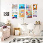 Art Display for Kids Artwork - 10ft Alloy Steel Wire with 48 Clips | Willow & Eva
