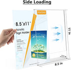 MaxGear Acrylic Sign Holder 8.5 x 11 Inches, Clear Sign Holders Plastic Display Stand Slant Back Countertop Display Picture Frames for Menus, Flyer, Use In Office, Store, 20 Pack
