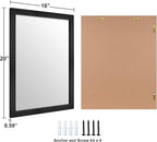 Ruomeng Rectangular Wall Mirror 16" x 20" for Bathroom, Bedroom, Entryway, Living Room, Black