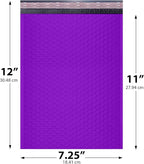 Purple Poly Bubble Mailers 7.25x12 inch #1 | Self Seal Padded Envelopes | Cushioned Bubble Mailer | Usable Size 7.25x11 | WaterProof | Lightweight mailing Shipping Bags | 100 Pack Bulk