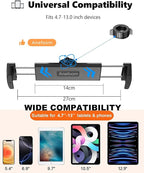 iPad Wall Mount, Aluminium Extendable Tablet Wall Mount Holder with 360° Adjustable Rotating Base Foldable for iPad Pro Air Mini, Galaxy Tab/Kindle, All 4.7-13" Phones & Tablets