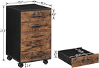 HOOBRO 5-Drawer File Cabinet, Office Filing Cabinet with Drawers, Wooden Mobile Storage Cabinet with Wheels, for Makeup, Home Office, Easy Assembly, Rustic Brown BF05WJ01G1