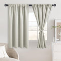 JIUZHEN Blackout Curtains for Bedroom – Thermal Insulated,Noise Reducing Room Darkening Privacy Rod Pocket Drapes for Living Room, Set of 2 Panels with Tiebacks, 42 x 54 inch Long, Ivory