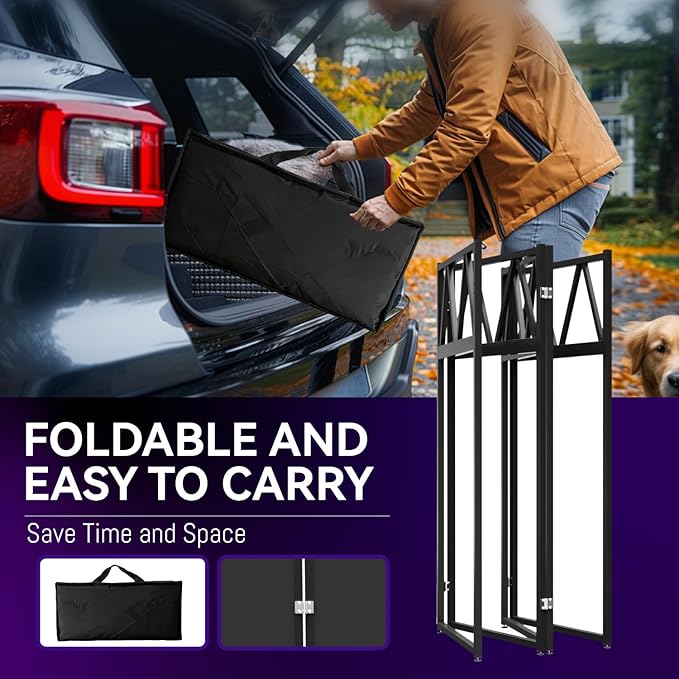 Portable DJ Booth Table,Foldable DJ Table Stand with White & Black Scrim,Adjustable D J Facade Station Triangle Plate Metal Frame with Cable Hole for Private Events, Clubs, Bars