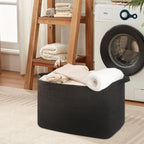 118L Extra Large Blanket Basket, 24.8" x 17.7" x 17.2" Woven Storage Basket for Living Room, Rectangle Nursery Blanket Storage for Toys, Towels, Dirty Clothes (Black)