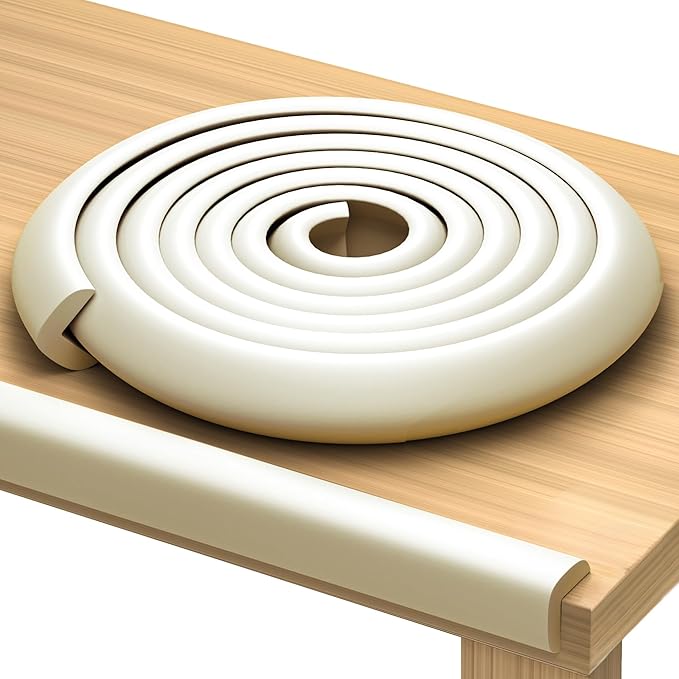 Furniture Edge Guards | 16ft Protective Protective Foam Cushion | Baby Child Proofing Set NonToxic and Safe for Table, Fireplace, Countertop | Beige