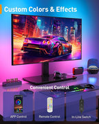 Perlegear Universal Swivel TV Stand with LED Lights for 32–70 inch TVs, Height Adjustable Table Top TV Stand with Tilt, Tempered Glass Base, Holds up to 88 lbs, Max VESA 400x400mm, PGTVS32B