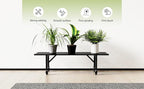 Zhongma One Tier Metal Plant Stand with Wheels,(35.43 L x 8.66 W x 10.3 H) Heavy Duty Plant Holder for Home, Window,Garden, Plant Lovers, Display Stand