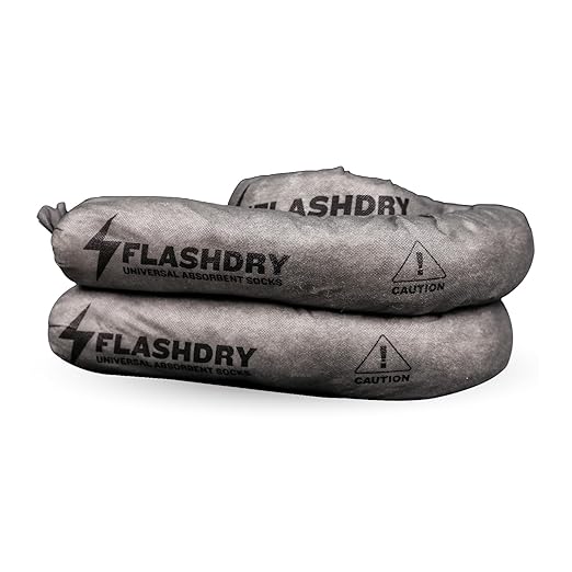 1 Flashdry Pro Portable Complete Spill Kit Includes Yellow Duffle, Bag Tag, 15 Absorbent Pads, 2 3" x4' Sorbent Socks, Disposal Bags, Nitrile Gloves, 2 5L Buckets of 100% Organic, Lightweight Coir