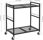 OYEAL Computer Tower Stand, PC Tower Stand Metal Rolling Cart Holds up to 40lbs, 2 Tier Mobile Printer Stand with Storage Under Desk for Home & Office, Black