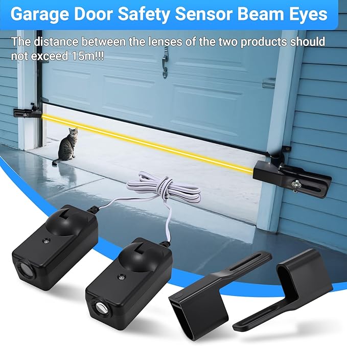 Garage Door Sensor Beam Eyes with Bracket & Cover, Garage Door Safety Sensor Replacement Parts Compatible with Liftmaster/Sears/Craftsman After 1997 (41A5034, 801CB-P)