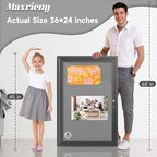 Outdoor Weatherproof Enclosed Fabric Bulletin Board,Noticeboard Case with Lockable Glass Door, Grey Felt,Black Aluminum Frame, 36x24 Inch (5xA4)