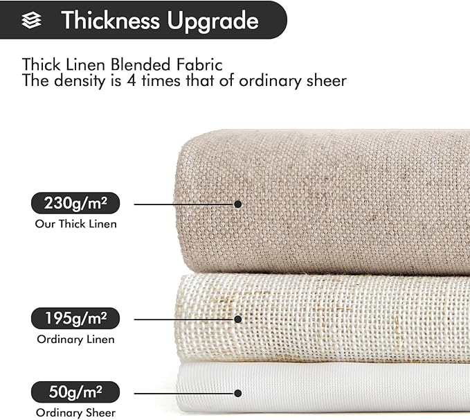 MIULEE Non-See-Through Privacy Linen Curtains 2 Panels, Light Filtering Window Curtains Farn House Textured Back Tab Semi Sheer Drapes for Bedroom Living Room, 52 x 108 Inches Long, Burlywood